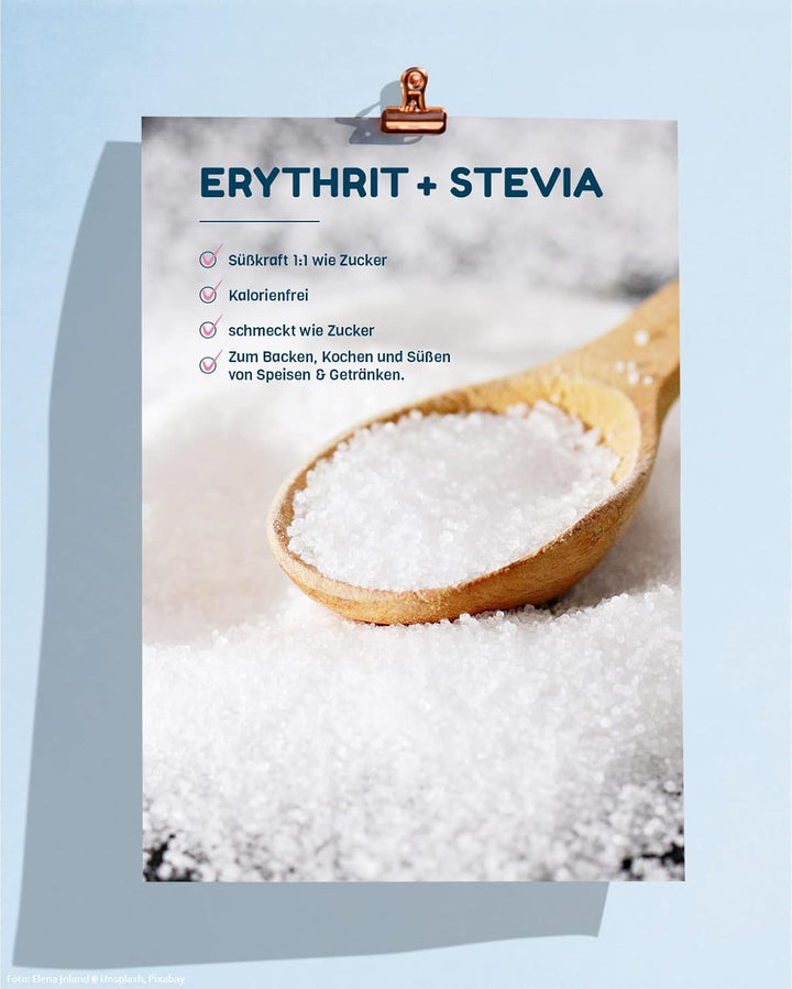 NO SUGAR SUGAR 400 G Erythrit + Stevia Vegan, 100% Zucker- & Kalorienfreier Zuckerersatz, Zahnfreundliche 1:1 Süße Gegenüber Zucker, Gesunde Alternative Ohne Eigengeschmack Zum Kochen, Backen, Süßen