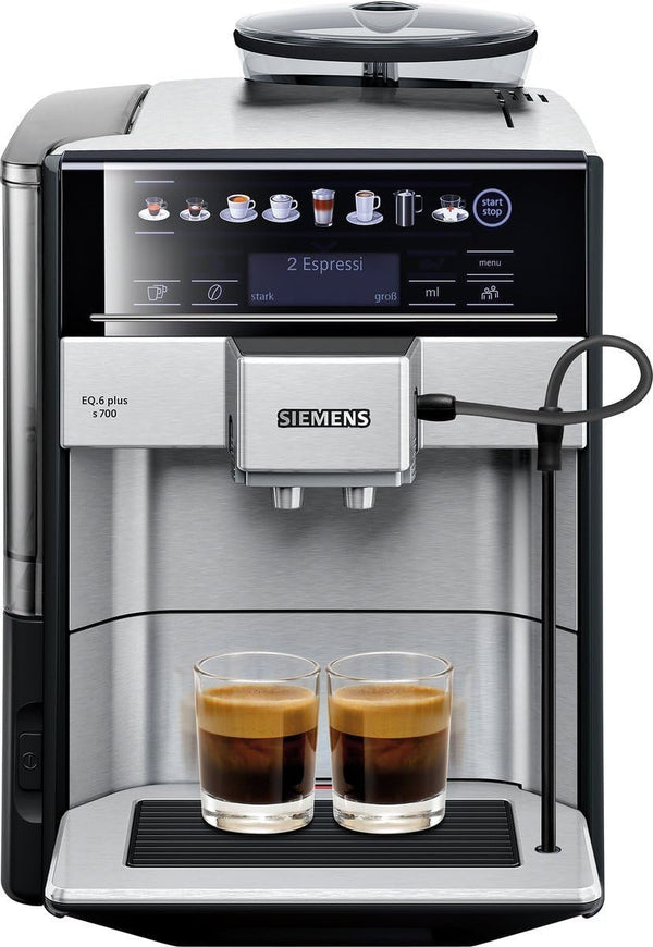 Aparat de cafea complet automat SIEMENS EQ6 plus S700 TE657503EN, Pentru multe specialități de cafea, Spumă de lapte, Măcinător ceramic, Funcție cu două cești, Anticalcar, Curățare automată cu abur, 1500 W, Oțel inoxidabil