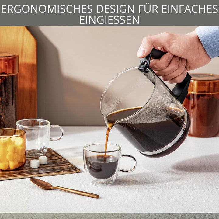 Cafetiera cu filtru Krups T8, 850 Watt, Oprire automată, 8-12 cești, Capacitate 1 litru, Filtru permanent, Comutator on/off iluminat, Ușor de utilizat, Negru, KM4689