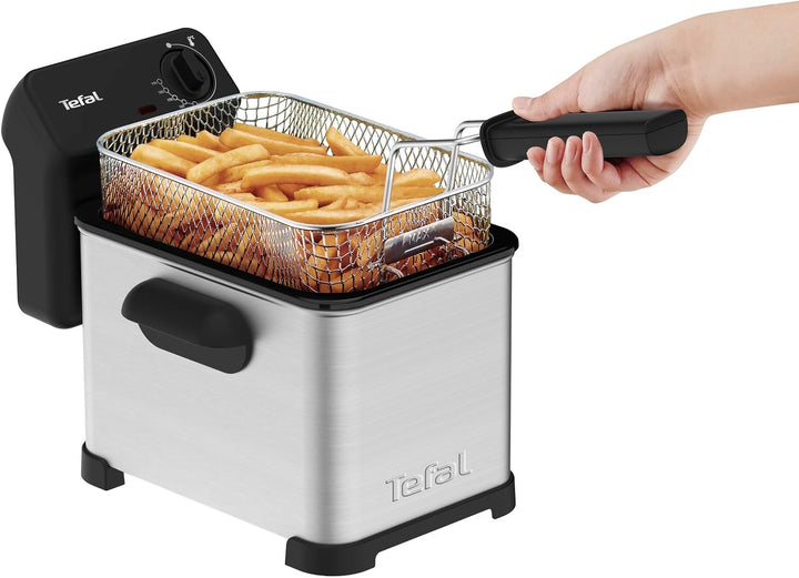 Tefal Family Pro Access 4,0L Fritteuse, 3000 Watt, Semiprofessionell Mit Öl, Herausnehmbarer Ölbehälter, Kühlzonen-Technologie, Leichte Reinigung, Knusprige Pommes, Edelstahl, Schwarz, FR5030