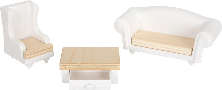 Casă de păpuși Small Foot Vilă de oraș din lemn, cu 3 etaje, față deschisă și 12 mobilier, pentru copii de la 3 ani, 11802, alb gri