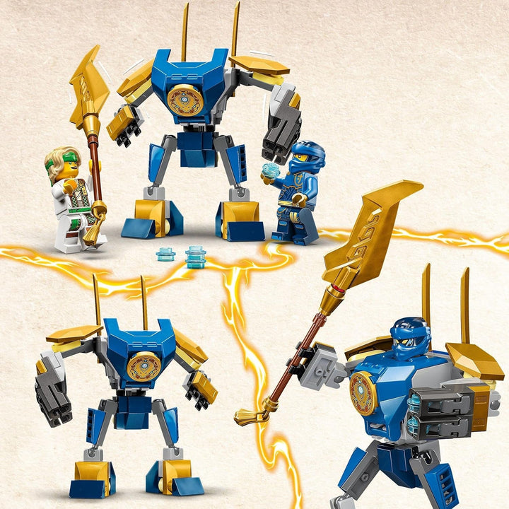 LEGO NINJAGO Jay Battle Mech, jucărie ninja pentru copii cu figurine, inclusiv minifigurina Jay cu mini katana, figurine de acțiune și mecs, cadou mic pentru băieți și fete creative de la 6 ani 71805