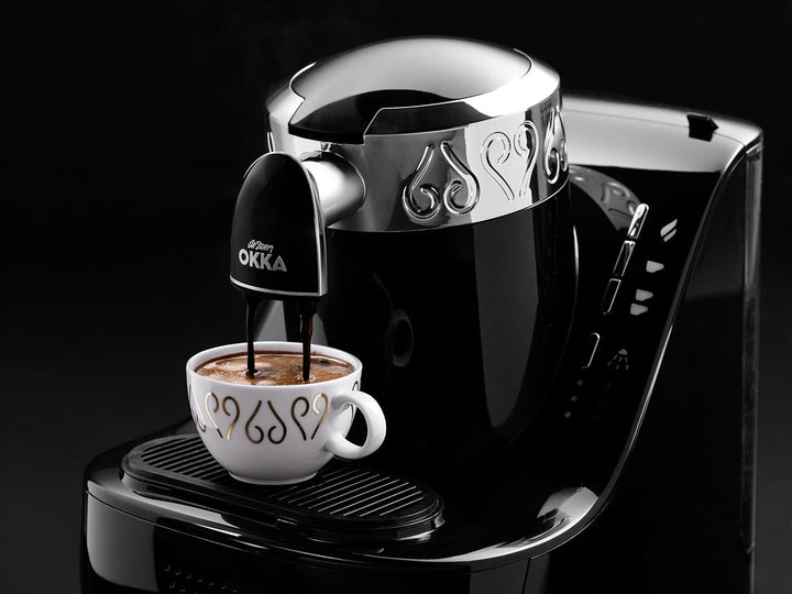 Arzum Okka Turkish Coffee Maker, compact, senzor de protecție la revărsare, ușor de curățat, performanță eficientă din punct de vedere energetic, perfect pentru iubitorii de cafea tradițională, 2 aparate de cafea, negru-argintiu