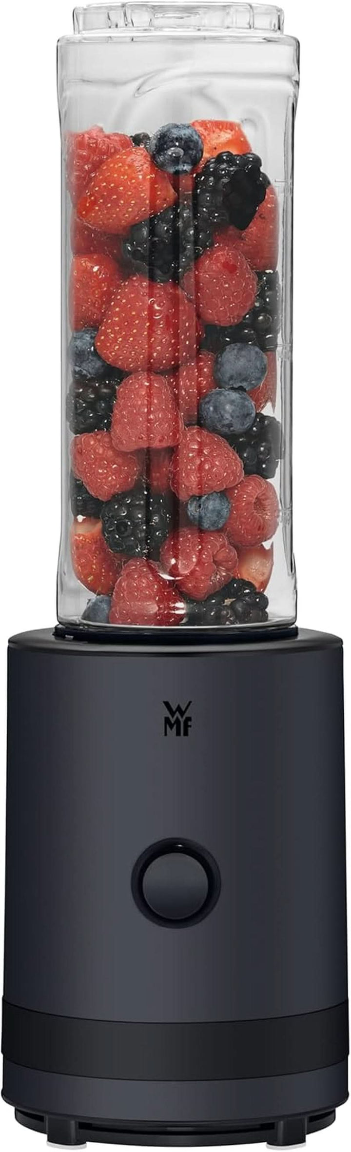 WMF Küchenminis Smoothie-To-Go, Mini Standmixer Mit Zwei Mix-/Trinkbehältern 0,6L, Mixer Hochleistungsmixer 300 W, Edelstahl Matt, Schwarz