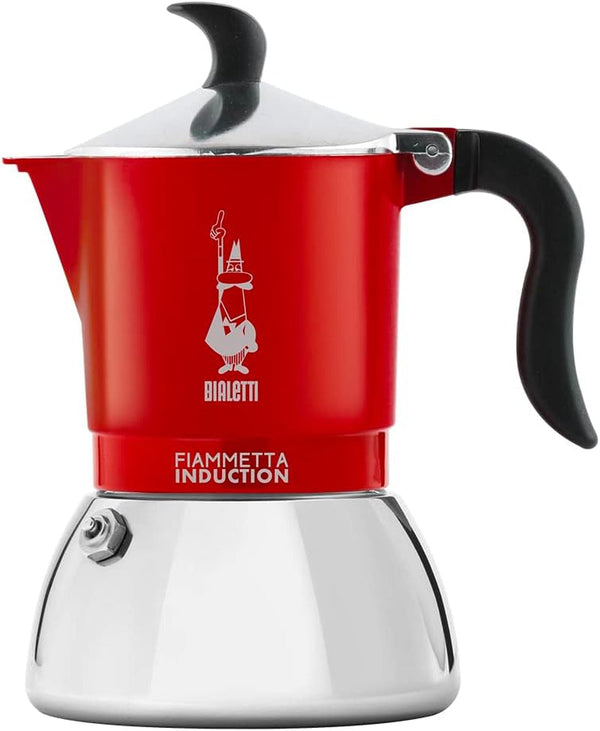 Bialetti Fiammetta Cafetieră cu inducție, aluminiu, oțel, roșu, 2 cești