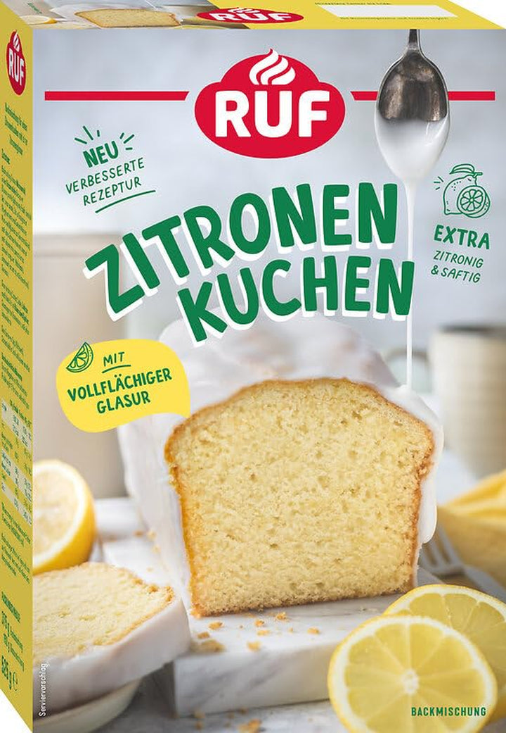 RUF Nusskuchen, Backmischung Mit Schneller Und Einfacher Zubereitung, Nussig Und Locker Mit Glasur, Als Grundlage Für Rüblikuchen, Vegan, 1 X 520G