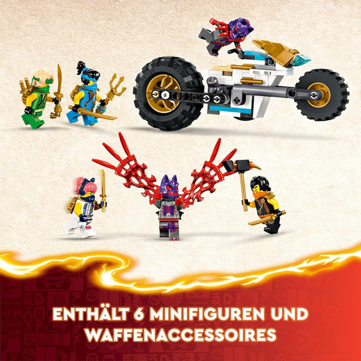 LEGO NINJAGO Ninja Team Combi Caterpillar, set 4 în 1 cu planor, mașină de curse și 2 motociclete și 6 minifigurine, cadou pentru băieți și fete, jucărie Ninja 71820