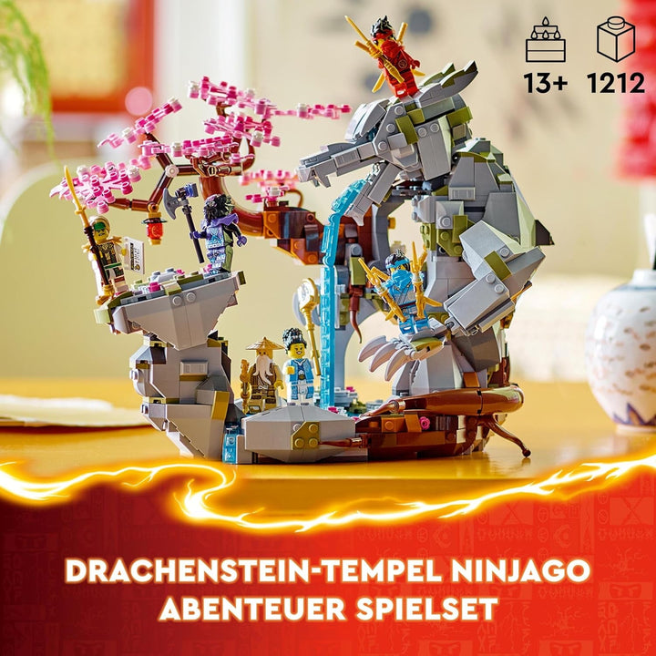 Jucărie LEGO NINJAGO Dragon Stone Temple Dragon cu 6 figuri Ninja, set mare de construit, jucat și expus, cadou de ziua de naștere pentru băieți și fete 13+ 71819