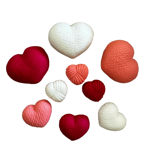 Set 9 edible decorations of sugar, crocheted hearts