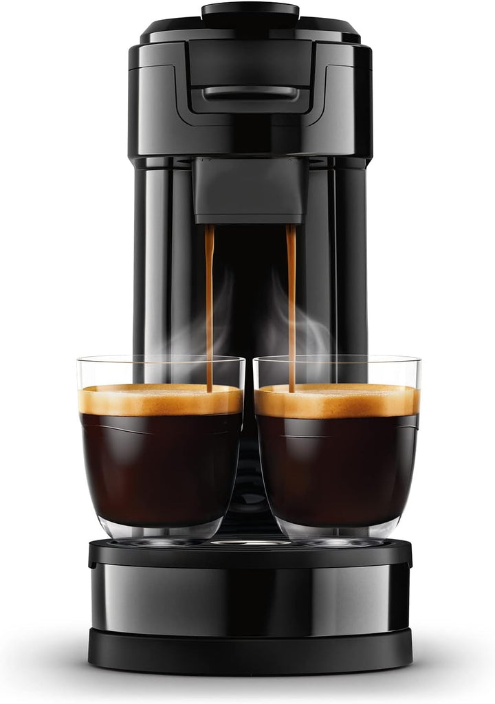 Cafetieră cu filtru și doze Philips Senseo Switch, tehnologie de preparare 2 în 1, recipient pentru apă de 1 litru, 7 cești dintr-o dată, negru pian (HD6592/64)