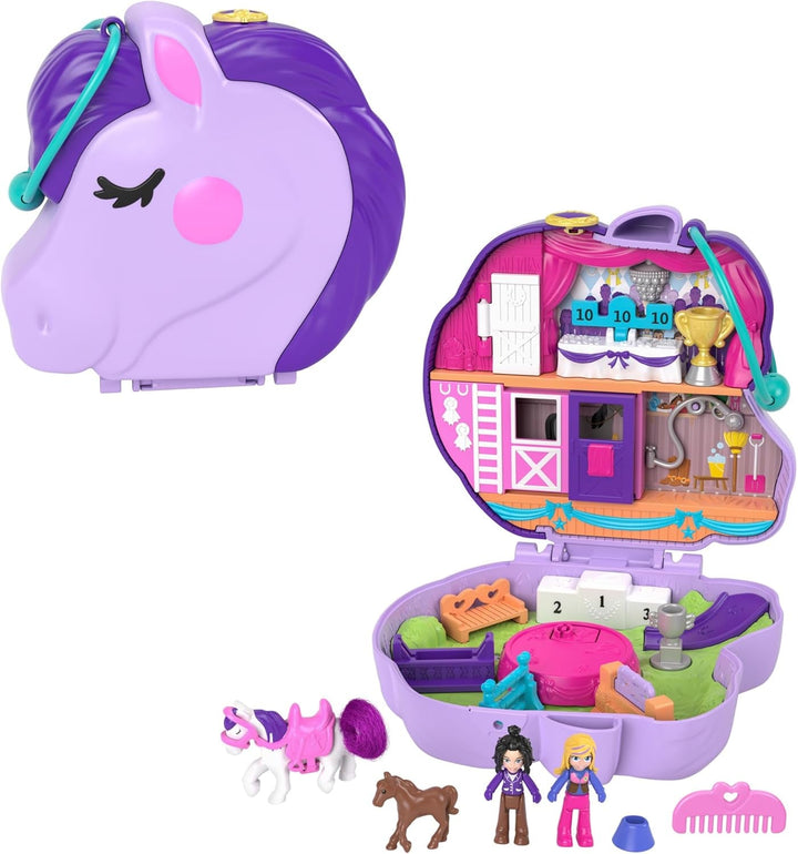 Polly Pocket GTN15 - Cutie de cafea cu arici în design de cafenea și animal de companie, păpușă și prieten mic Polly, 2 figuri de animale, efecte surpriză, cadou de jucărie minunat pentru copii cu vârsta peste 4 ani