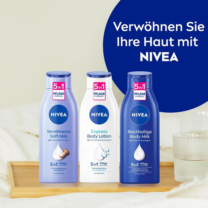 NIVEA Rich Body Milk, cremă de corp hrănitoare intensivă cu ulei de migdale, 400 ml