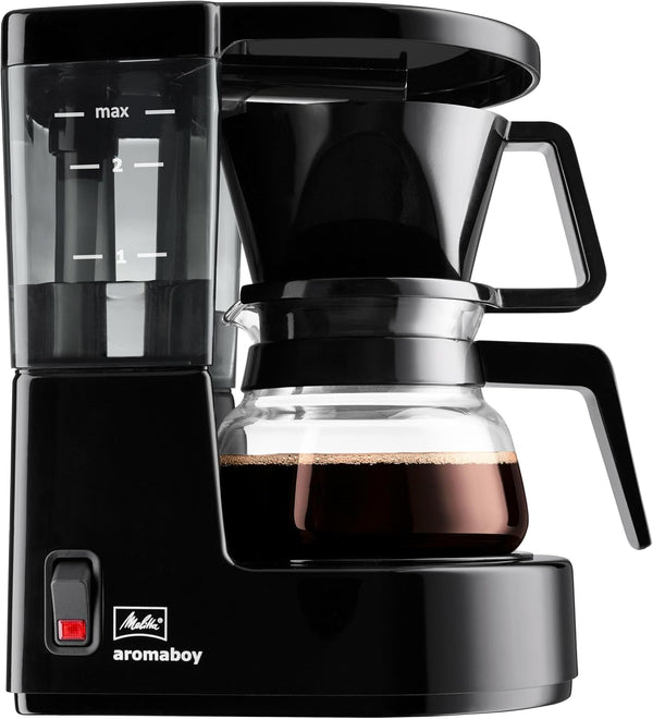 Melitta Aromaboy - Filtru mic de cafea - Cu ulcior de sticlă - 2 cești - Negru (1015-02)