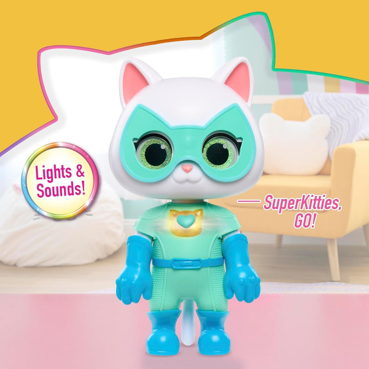 Just Play Disney Junior Superkitties, 20 Cm Big Cat Strong Transformable Bitsy, 9 piese, jucărie pentru copii de la 3 ani