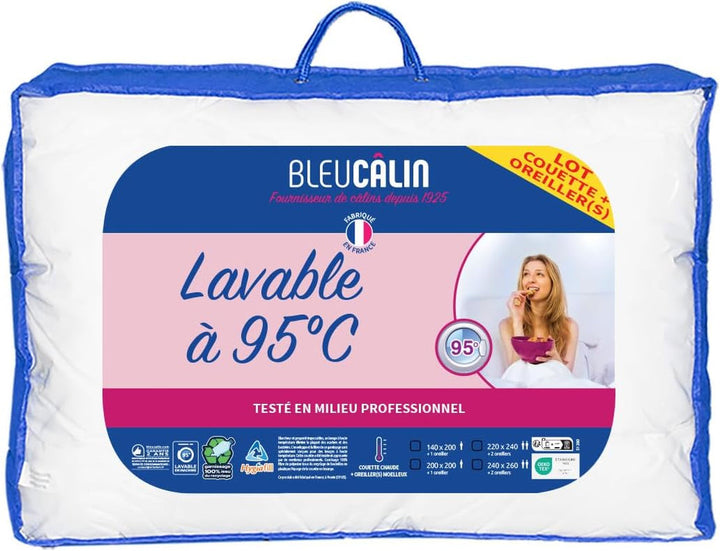 Bleu Calin Pack plapuma 1 persoană 140X200 Cm + 1 pernă 60X60 Cm, 95° lavabil