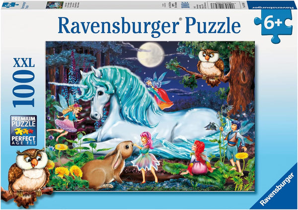 Ravensburger puzzle pentru copii - 10793 În pădurea fermecată - Unicorn puzzle pentru copii de 6 ani și peste, cu 100 de piese în format XXL