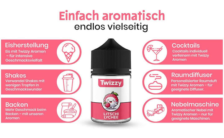 Aromă alimentară Twizzy lychee - 60 ml - Aromă intensă - ideală pentru coacere