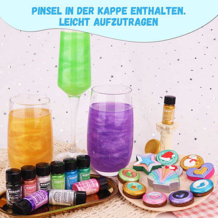 Essbarer Glitzer Flüssig - 2×12G Sparkle Edible Glitter Für Tortendeko Essbar, Metallisch Flüssig Glitzerpulver Für Backen, Fondant, Buttercreme, Süßigkeiten, Schokolade (Blau)