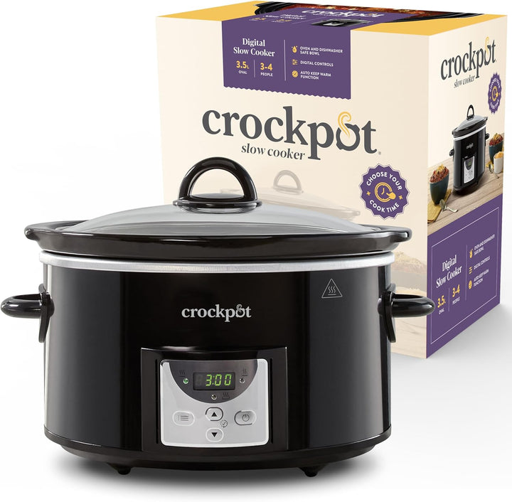 Crockpot Digitaler Schongarer | 3,5 L (3 Bis 4 Personen) | Programmierbarer Countdown-Timer | Eu-Stecker Mit 2 Stiften | Schwarz [CSC113X]