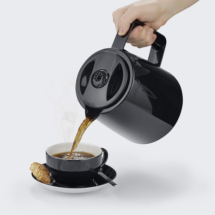 SEVERIN filtru de cafea cu 2 carafe termos, filtru de cafea pentru până la 8 cești per carafă, filtru de cafea cu 2 carafe cu vid, negru, KA 9307