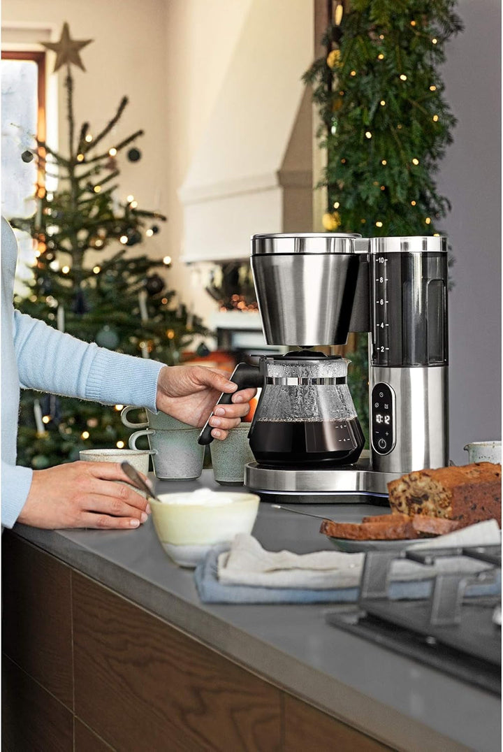 WMF Lumero filtru de cafea cu ulcior de sticlă, filtru de cafea, 10 cești, funcție de temporizare, placă de încălzire, filtru de cafea cu rezervor de apă detașabil, oprire automată, 1000 W