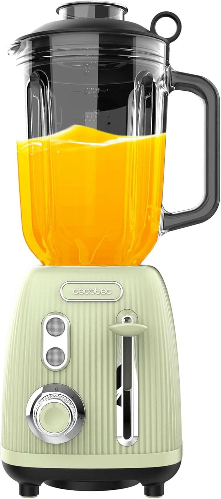 Cecotec Standmixer Retro Power Black Titanium Retrogreen. 1200W Maximale Leistung, 2 Geschwindigkeiten, 4-Klingen-Messer Mit Schwarzer Titanbeschichtung Und 1,5L Krug, Vintage-Design in Grün