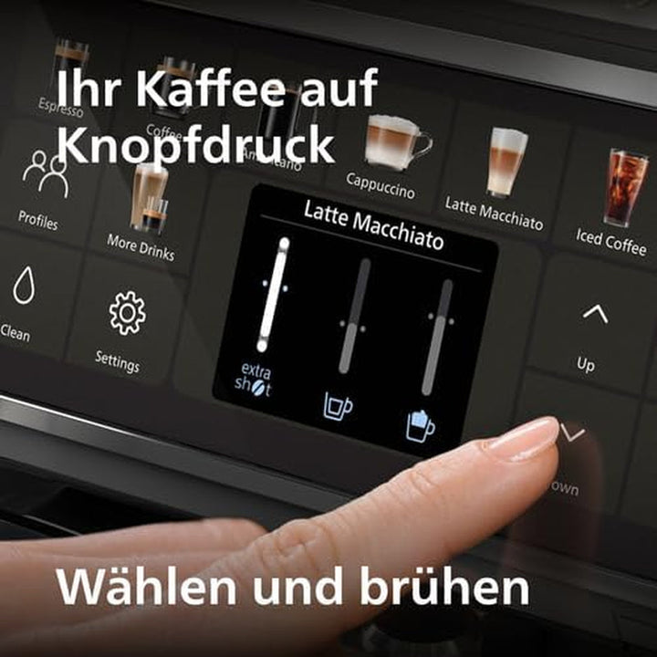 Philips Seria 5500 Mașină automată de cafea - Sistem de lapte Lattego, 20 de specialități de cafea caldă și rece, 40% mai silențioasă cu Silentbrew, pornire rapidă, negru și argintiu (EP5546/70)