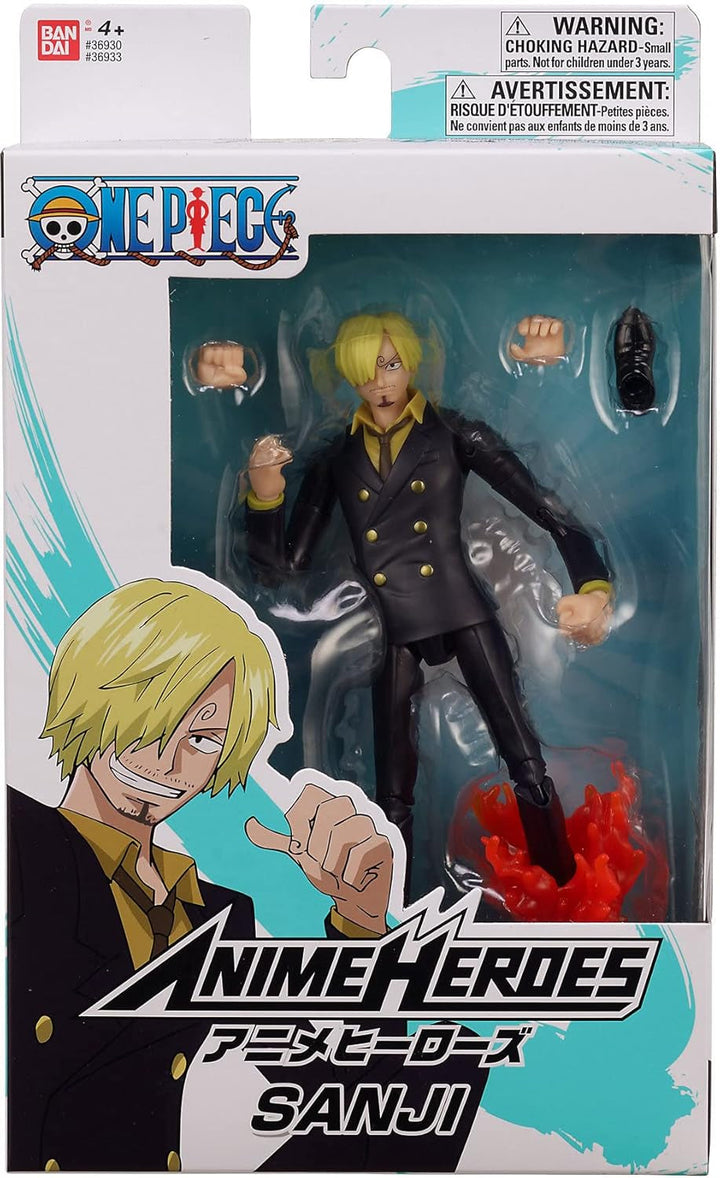 Bandai - Anime Heroes - One Piece Figure - Lorenor Zorro 17 Cm Three Sword Style - Licența oficială One Piece - Movable Manga Figure Zorro 3 Swords - Toy For Children From 4 Years - 37052
