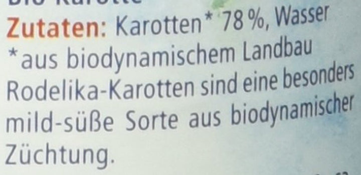 Bio Karotte Pur, Nach Dem 4. Monat, 125G