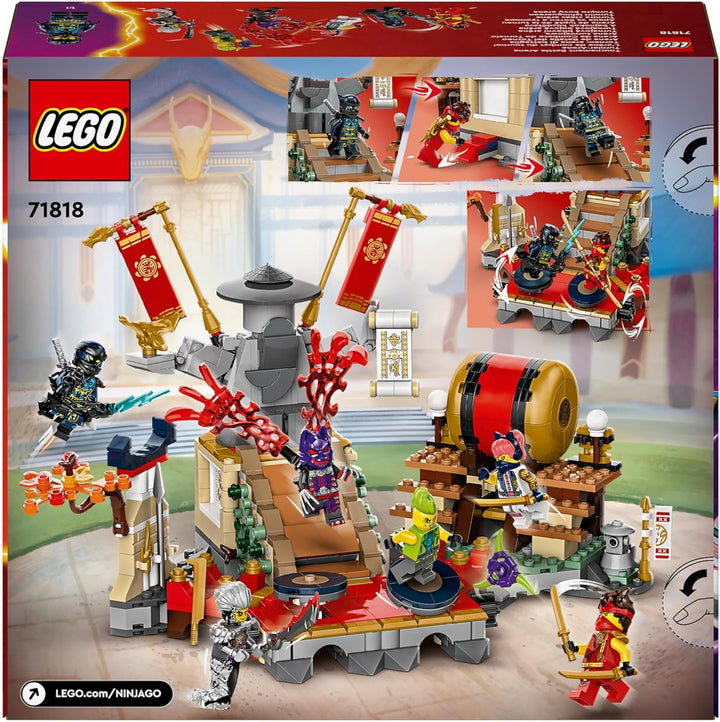 Jucărie LEGO NINJAGO Tournament Arena Adventure pentru copii, set de joacă Ninja cu 6 minifigurine, set de construcție de colecție, cadou de ziua de naștere pentru băieți și fete de la 7 ani 71818