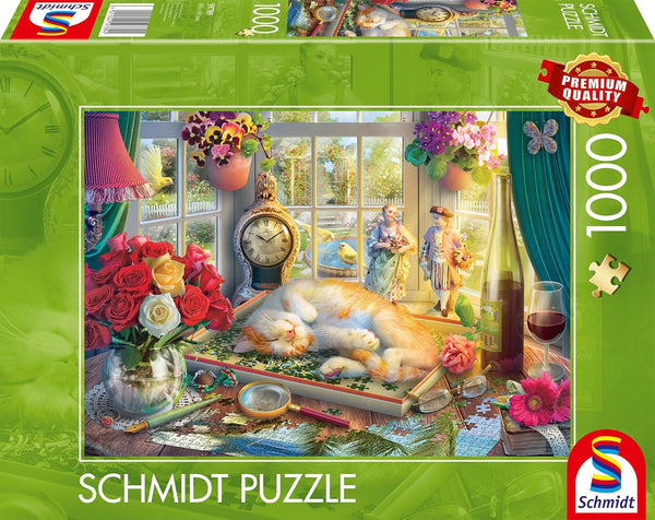 Schmidt Spiele 59789 Puzzle timp cu pisica, puzzle jigsaw 1000 piese