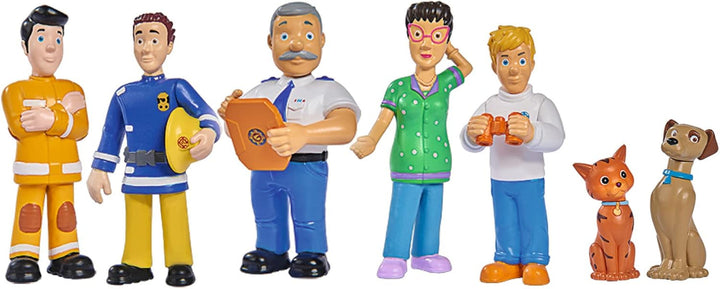 Simba 109252538 - Set de figurine Fireman Sam, 6 piese, 2 asortate, O singură versiune furnizată, 5-7cm figurine de joacă, De la 3 ani