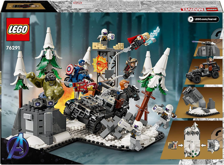 LEGO Marvel Avengers Assemble: Age of Ultron, set de construit și jucat cu 8 minifigurine de supereroi precum Thor, Hulk și Iron Man, jucărie de construit pentru băieți și fete, set de aventură 76291