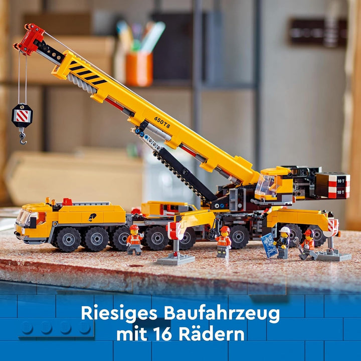 Macara mobilă de construcții LEGO City, jucărie de construcții pentru băieți și fete, cadou pentru copii creativi, braț lung extensibil, 4 minifigurine de muncitori în construcții pentru jocuri de rol 60409