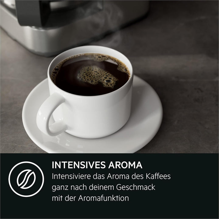 AEG filtru de cafea Deli 5 Cu ulcior de sticlă | 1,25 L | Cronometru programabil | Funcție de menținere la cald | Oprire automată | Indicator nivel apă | 1000 wați | 2-10 cești | Anti-picurare | Antracit | CM5-1-6AN