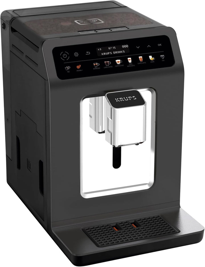 Krups Evidence One aparat de cafea complet automat Cu tub de lapte, 12 băuturi, funcție de 2 cești, afișaj color, aparat de cafea, sigiliu ușă, negru, EA895N10, meteor grafit