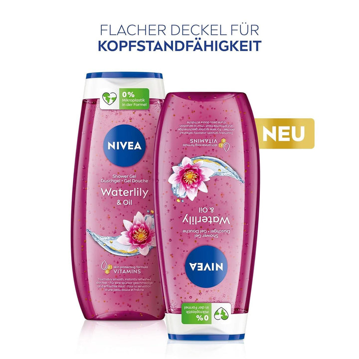  NIVEA Waterlily & Oil, Gel de duș cu parfum proaspăt de nufăr, pH neutru, 250 ml