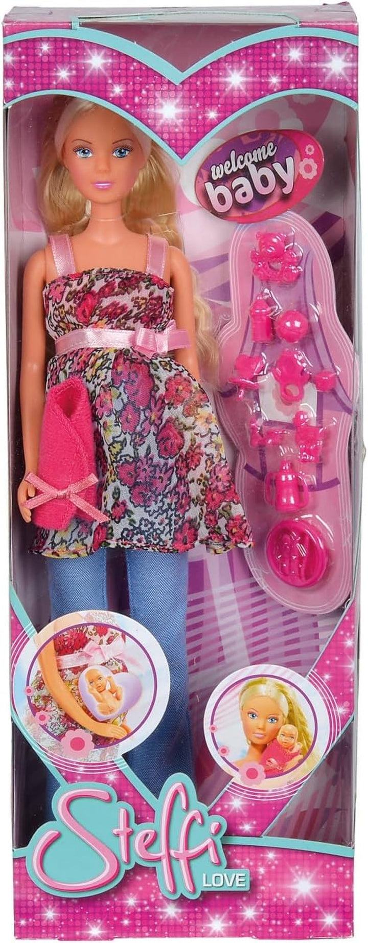 Simba 105734000 - Steffi Love Welcome Baby, Papusa insarcinata, Cu bebelusul in burtica, Accesoriu, Papusa de imbracat, 29Cm, Pentru copii de la 3 ani in sus
