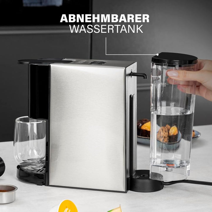 Princess filtru de cafea multi-capsulă 4 în 1 - 1450 Watt, capsule, doze, cafea măcinată, fără Bpa, 249450, 01.249450.01.001, negru, argintiu