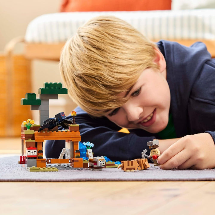 LEGO Minecraft Expediția la mina Dungeon, set cu minifigurine din jocul video, jucărie de construit cu personaje, cadou pentru băieți și fete de la 8 ani 21269