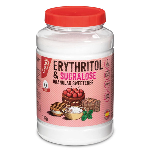 Erythrit + Sucralose 1:4 Süßstoff | 1G = 4G Zucker | 0 Netto-Kohlenhydrate - 0 Kalorien - 0 Glykämischer Index - Keto - Kein GVO - Castello since 1907 - 1 Kg