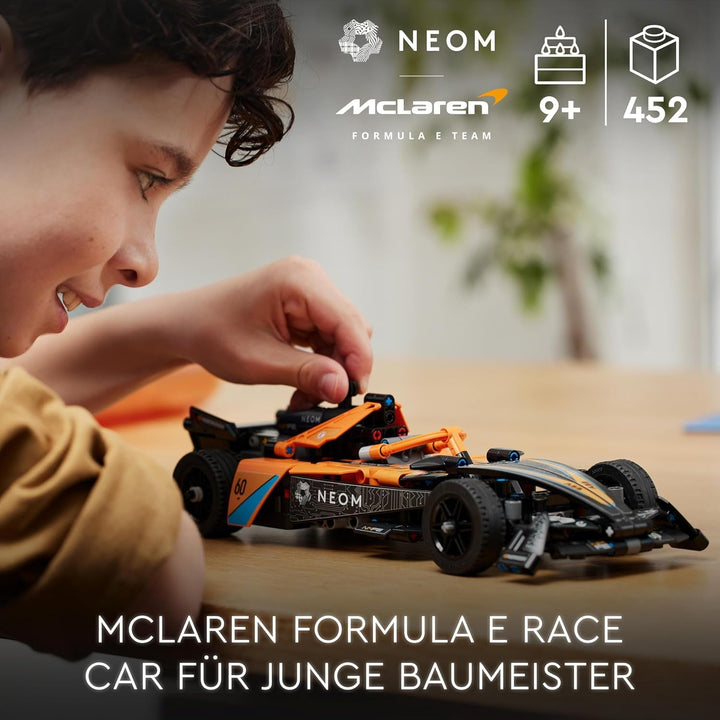 Mașină de curse LEGO Technic NEOM Mclaren Formula E, jucărie cu mașină de curse pentru copii de la 9 ani, băieți și fete, kit de mașină model, decor pentru camera copiilor, idee de cadou pentru ziua de naștere 42169