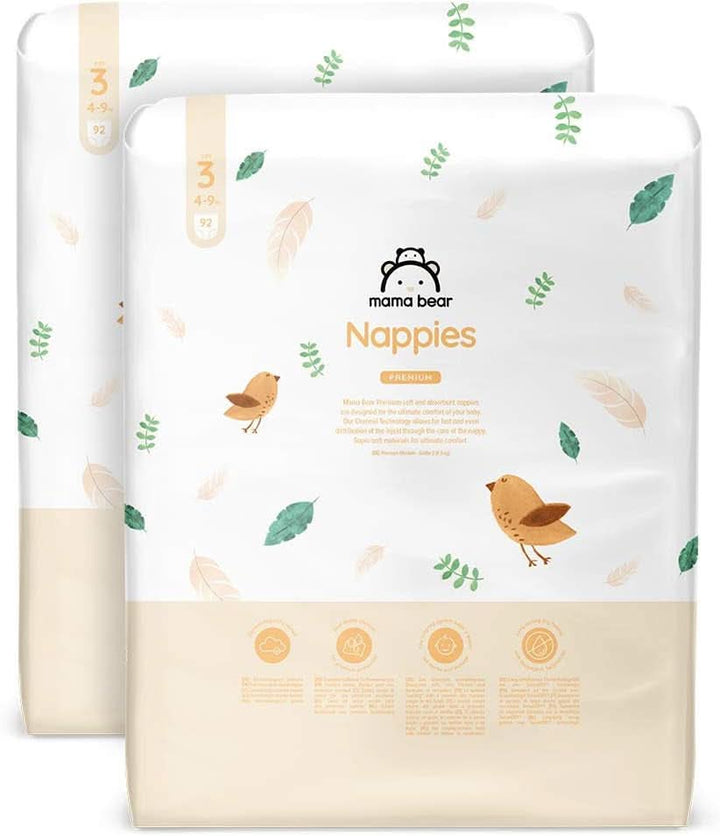 Mama Bear Premium scutece, mărimea 2 (3-6 kg), alb, 168 bucăți (2 pachete de 84)