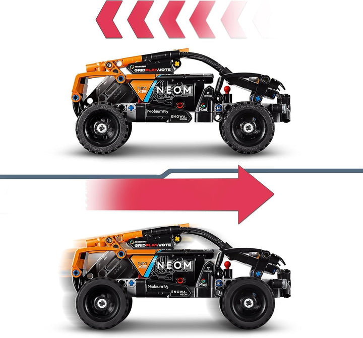 Set mașină de curse LEGO Technic NEOM Mclaren Extreme E, jucărie cu motor pentru copii, mașină cu vânt construibilă, cadou Technic pentru băieți și fete de la 7 ani 42166