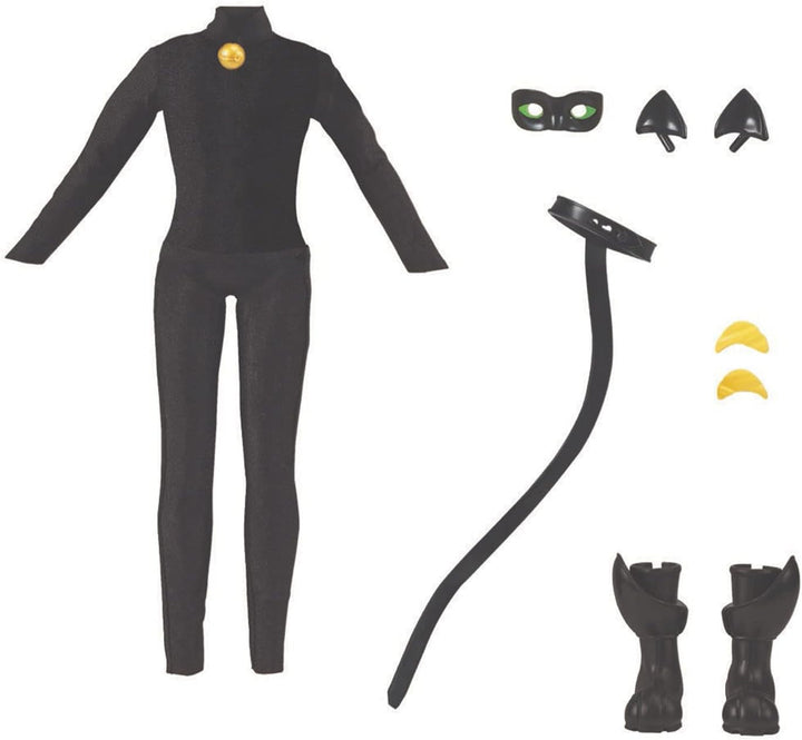 BANDAI - Miraculous - Păpușă Miraculous Cat Noir și Adrien - Păpușă manechin 26 Cm și cele 2 ținute ale ei - Jucărie Miraculous - Păpușă super erou articulată - Jucărie pentru copii de la 4 ani - P50356