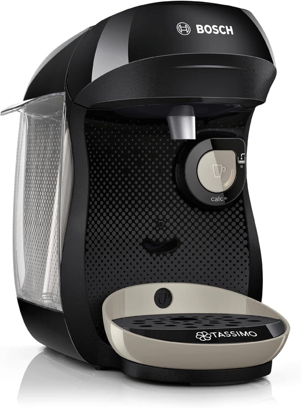 Bosch Tassimo Happy Friendly mașină de capsule TAS109E, Peste 70 de băuturi, Potrivit pentru toate ceștile, Oprire automată, Durabil, Perfect dozat, Economisitor de spațiu, 1400 W, Negru/bej