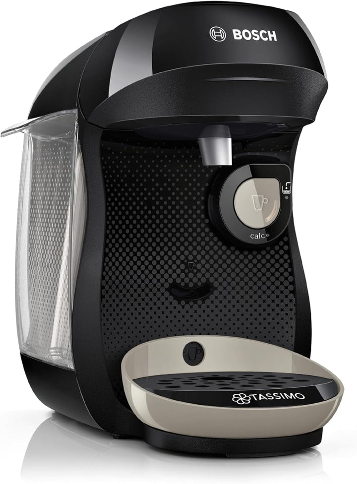 Bosch Tassimo Happy Friendly mașină de capsule TAS109E, Peste 70 de băuturi, Potrivit pentru toate ceștile, Oprire automată, Durabil, Perfect dozat, Economisitor de spațiu, 1400 W, Negru/bej