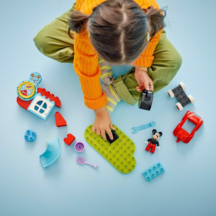 LEGO DUPLO - Disney Mickey's Clubhouse și mașină - jucărie educativă pentru preșcolari - set de construcție cu 2 minifigurine, inclusiv Mickey Mouse și Computer Toodles - idee de cadou pentru băieți și fete de la 2 ani 10454