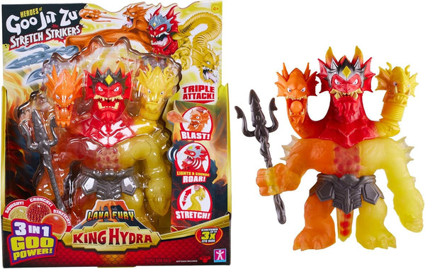 Heroes of Goo Jit Zu BANDAI CO42948 Figura de acțiune, cel mai puternic erou, regele Hydra are cu forțele sale de lavă furie în 25 cm, multicolor