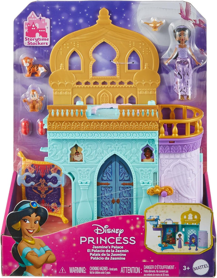 Mattel Disney Princess Toy, Jasmin's Stacking Castle Dollhouse Playset With Little Doll, 2 Friends And 7 Pieces, Inspired By The Disney Movie, Travel Toys And Gifts For Kids, HLW93